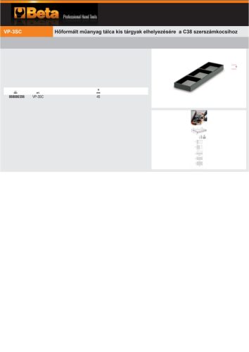 Beta VP-3SC Hőformált műanyag tálca kis tárgyak elhelyezésére a C38 szerszámkocsihoz ÜRES