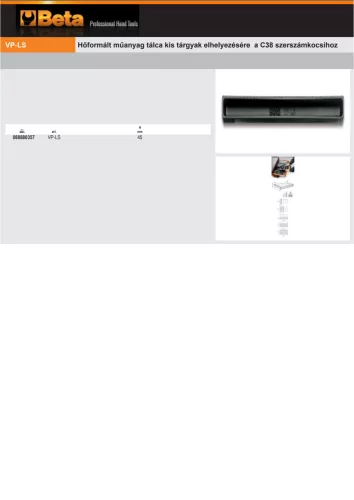 Beta VP-LS Hőformált műanyag tálca kis tárgyak elhelyezésére a C38 szerszámkocsihoz ÜRES