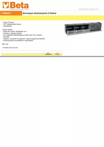Beta CPMB/5C Munkapad alkatrésztartó 5 fiókkal ÜRES