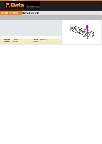 Beta SPG11 Csavarhúzó tartó ÜRES