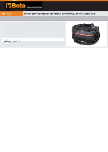 Beta 9557J 2.0 Bevont szövet/poliészter sporttáska, oxford 600d, méret 47x28x25 cm