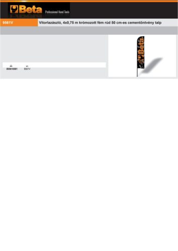 Beta 9561V Vitorlazászló, 4x0,75 m krómozott fém rúd 50 cm-es cementöntvény talp