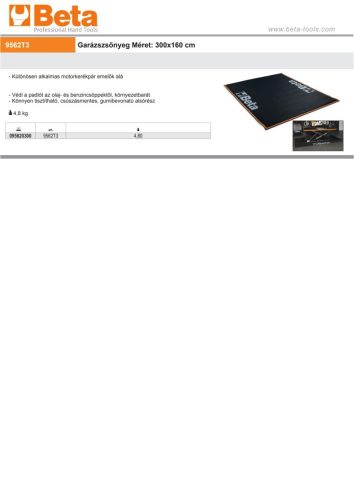Beta 9562T3 Garázszsőnyeg Méret: 300x160 cm