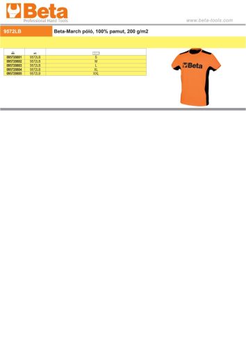 Beta 9572LB Beta-March póló, 100% pamut, 200 g L