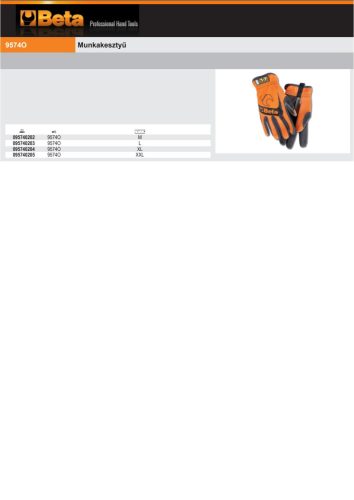 Beta 9574O Munkakesztyű, elasztizált gumis csuklórész, erősített hüvelykujj és mutatóujj, érintőképernyős eszközök használatra alkalmas XXL