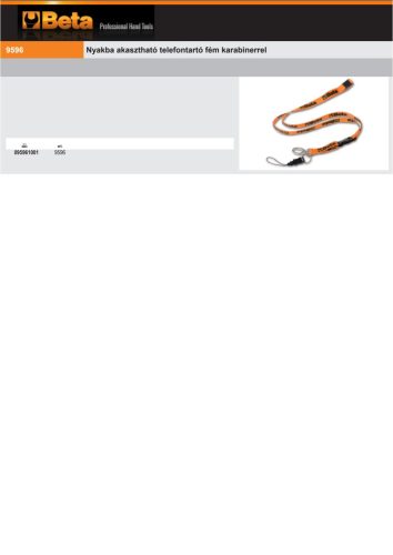 Beta 9596 Nyakba akasztható telefontartó fém karabinerrel