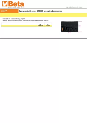 Beta C99PP Szerszámtartó panel COMBO szerszámdobozokhoz