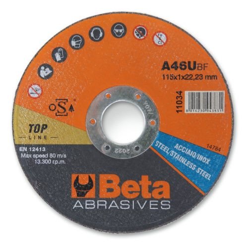 Beta 11035 1,0-22,23 VÁGÓKORONG ROZSDAMENTES ACÉLHOZ 125x22,23x1mm