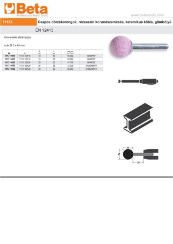 Beta 11131 15X15 Csapos dörzskorongok, rózsaszín korundszemcsés, keramikus kötés, gömbölyű 15x15mm