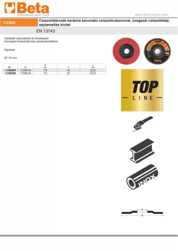 Beta 11248A 40 Csiszolótárcsák kerámia bevonatú csiszolóvászonnal, üvegszál csiszolótalp, egylamellás kivitel P40