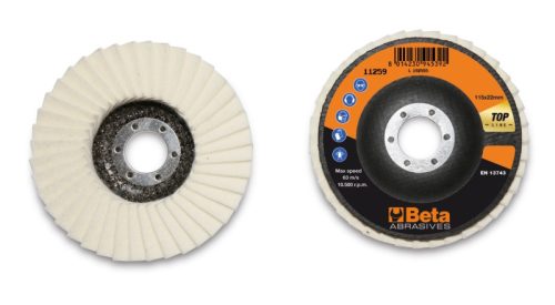 Beta 11259 115 Filc csiszolótárcsák, üvegszál csiszolótalp, egylamellás kivitel 115mm
