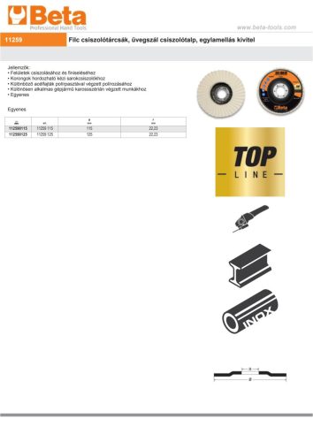 Beta 11259 115 Filc csiszolótárcsák, üvegszál csiszolótalp, egylamellás kivitel 115mm