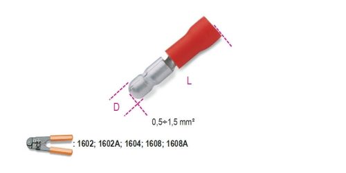 Beta BM00130 Szigetelt hengeres kábelsaru Ø4mm 0,25-1,5mm²