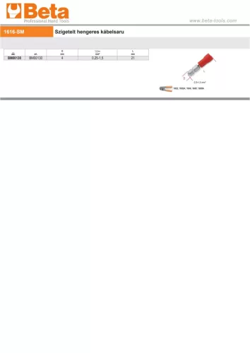 Beta BM00130 Szigetelt hengeres kábelsaru Ø4mm 0,25-1,5mm²