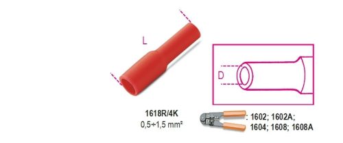 Beta BM00140 Szigetelt hengeres hüvely Ø3,8mm 0,25-1,5mm²