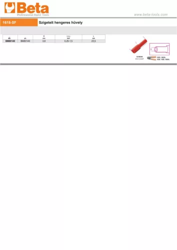 Beta BM00140 Szigetelt hengeres hüvely Ø3,8mm 0,25-1,5mm²