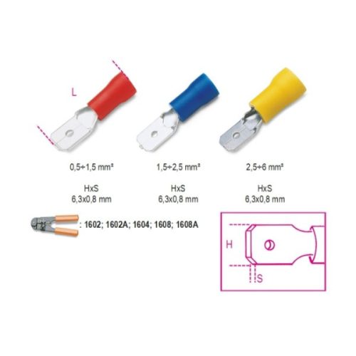 Beta BM00380 Szigetelt gyorskötésű kábelsaru 6,3x0,8mm 4-6mm²