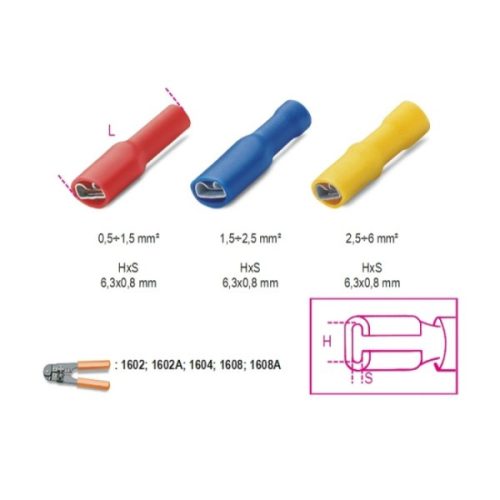 Beta BM00191 Szigetelt gyorskötésű hüvely 6,3x0,8mm 0,25-1,5mm²