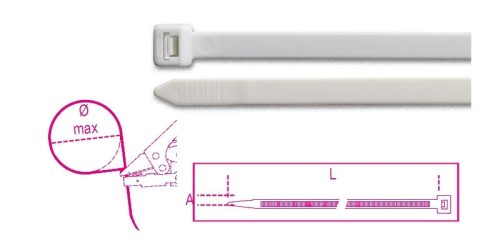 Beta BMB2036V0 Önkioltó műanyag kábelkötegelő szalag, fehér 3,6x200mm
