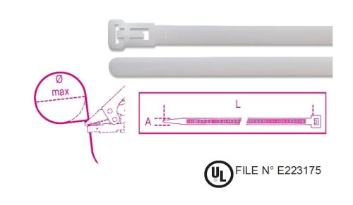 Beta BMBR2076 Újrahasználható műanyag kábelkötegelő szalag, natúr 7,6x200mm