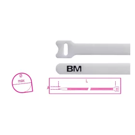   Beta BMBV2312 Tépőzáras kábelkötegelő szalag, fehér 12,7x229mm