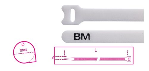 Beta BMBV2312 Tépőzáras kábelkötegelő szalag, fehér 12,7x229mm