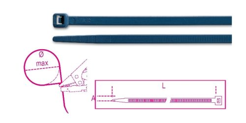 Beta BMBX2048 Műanyag kábelkötegelő szalag, kék színű, kimutatható a fémdetektorok 4,8x200mm