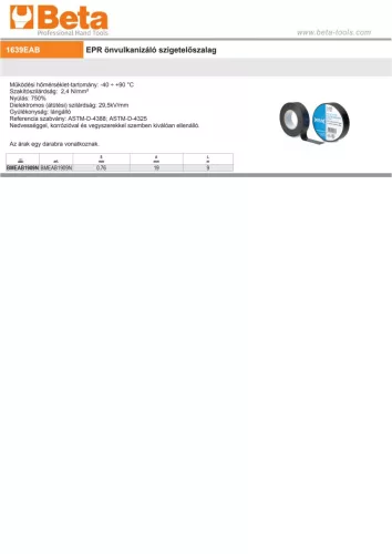 Beta BMEAB1909NE EPR önvulkanizáló szigetelőszalag 19mmx9m