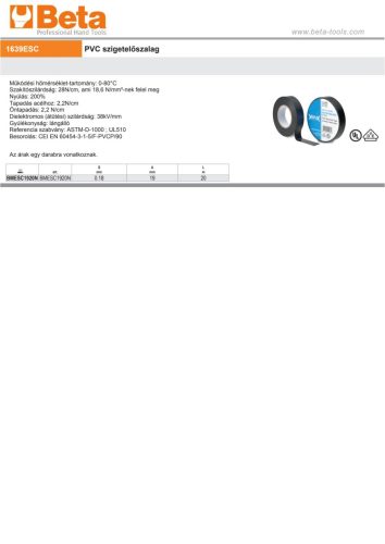 Beta BMESC1920NE PVC szigetelőszalag 19mmx20m
