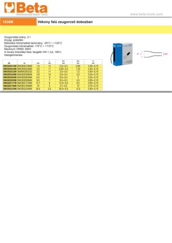 Beta BMGBS048MNE Vékony falú zsugorcső dobozban 4,8mm