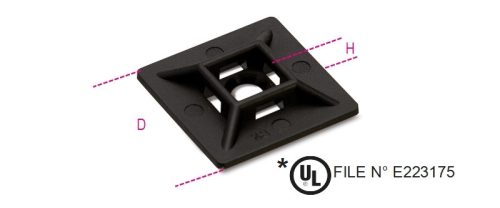Beta BMN0903 Kábelkötegelő talp - kétirányról fűzhető UV-álló fekete 28x28x5,8x4,8mm
