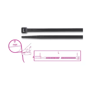   Beta BMN1025 Műanyag kábelkötegelő szalag, fekete UV-álló 2,5x100mm