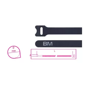   Beta BMNV2312 Tépőzáras kábelkötegelő szalag, fekete 12,7x229mm