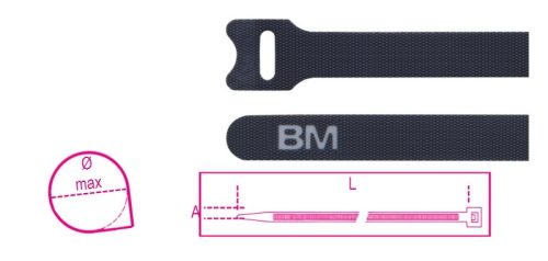 Beta BMNV2312 Tépőzáras kábelkötegelő szalag, fekete 12,7x229mm
