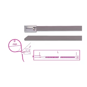   Beta BMS1345 Önzáró rozsdamentes acél kábelkötegelő szalag 4,6x125mm