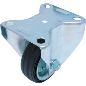   Atlas fekete gumi, fém kerékagy, csapágyas, furattal - fix típus felső tányérral, horganyzott