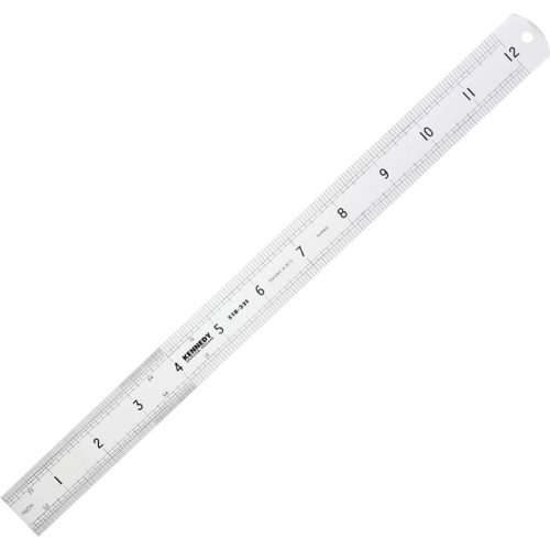 Kennedy 300mm/12" merev rozsdamentes vonalzó lekerekített véggel metrikus és colos