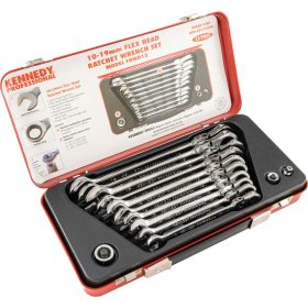   Kennedy 10-19mm racsnis csillag-villáskulcs csuklós fejjel 10 részes készlet