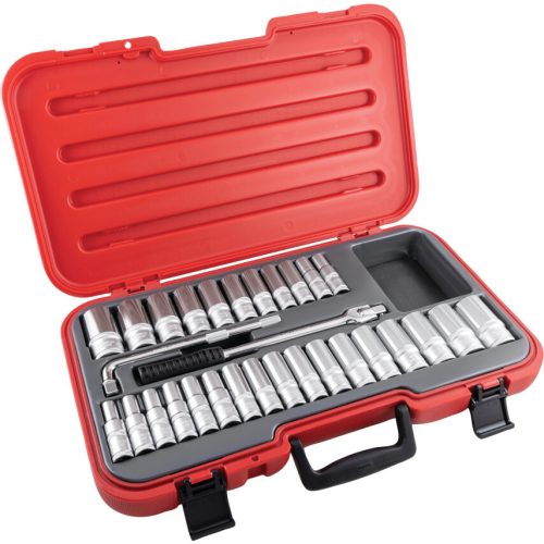 Kennedy metrikus/af hosszú dugókulcs készlet 1/2" meghajtóval (30 részes)