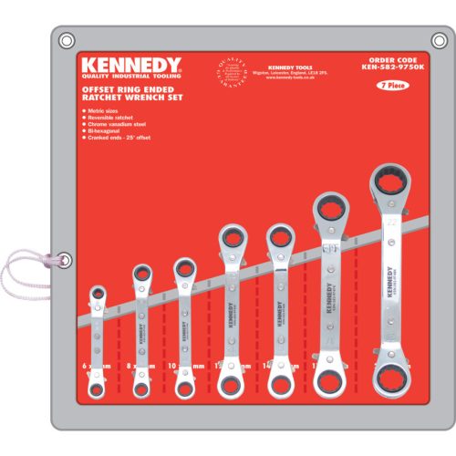 Kennedy 6-22mm hajlított racsnis csillagkulcs készlet (7 részes)