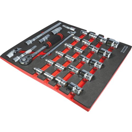 Kennedy 30 részes metrikus  ken-grip 1/2" dugókulcs készlet szivacsban t0691