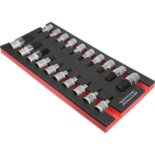 Kennedy 20 részes feltűzhető csavarbehajtó készlet 1/2" csatlakozóval szivacsban  t0691