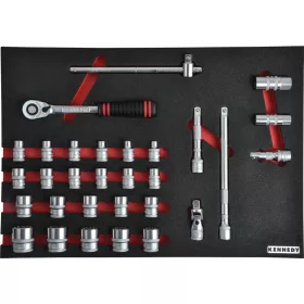   Kennedy 30 részes metrikus 1/2" dugókulcs készlet szivacsban m1832