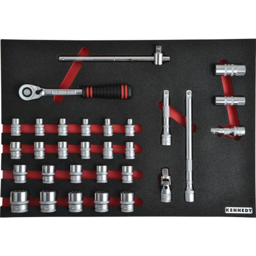 Kennedy 30 részes metrikus 1/2" dugókulcs készlet szivacsban m1832
