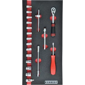   Kennedy 19pc metrikus  ken-grip 1/4" dugókulcs készlet szivacsban m1832