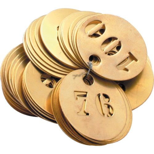 Kennedy 30mm sárgaréz azonosító biléta 5 mm furattal 1-100 (100részes csomag)