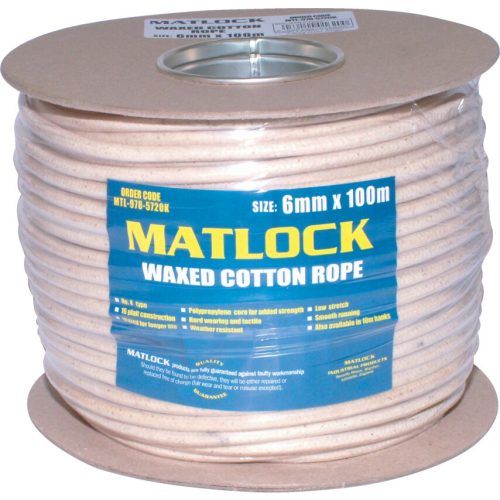 Matlock no.4-3c 6mm 16 szálas viaszos gyapot kötél 100 m-es gombolyag