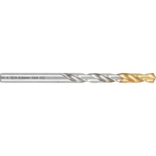 Swiss 6.00mm normál hosszú fényes HSS csigafúró TiN bevonatú heggyel