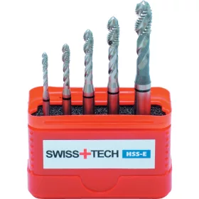   Swiss M3-M8 fekete gyűrűs HSS-E csavart hornyú gépi menetfúró készlet (5 részes)