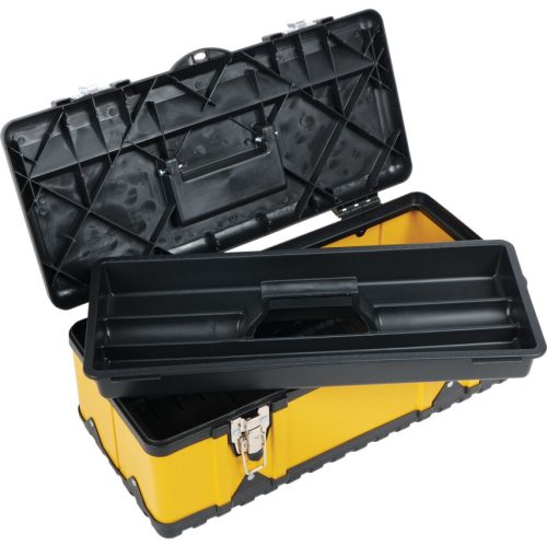 Yamoto 470x238x178mm sárga fémdoboz + tálca Üres